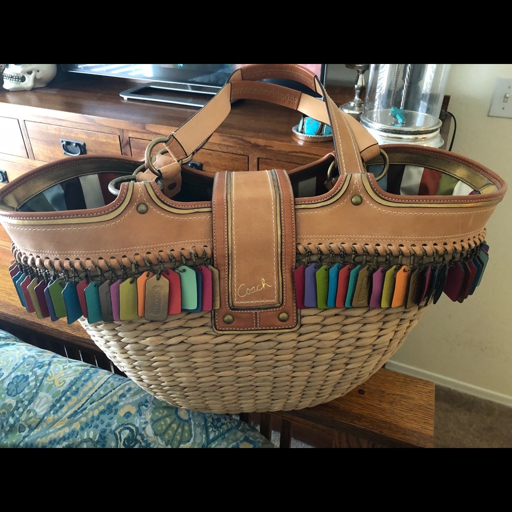 COPY - Coach straw tote with multi color Coach ta… - Picture 3 of 7